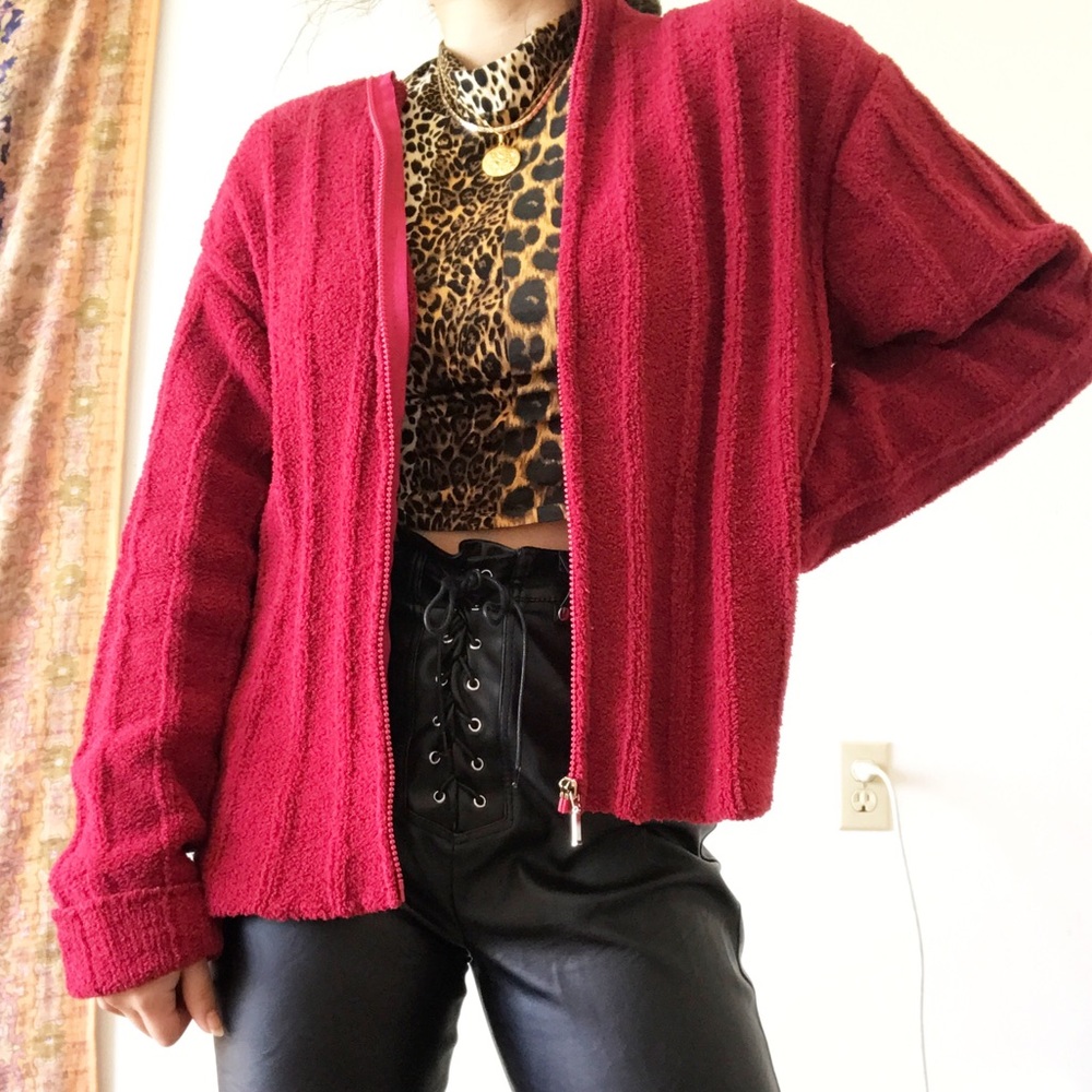 VINTAGE ruby jacket, fluffy and soft!